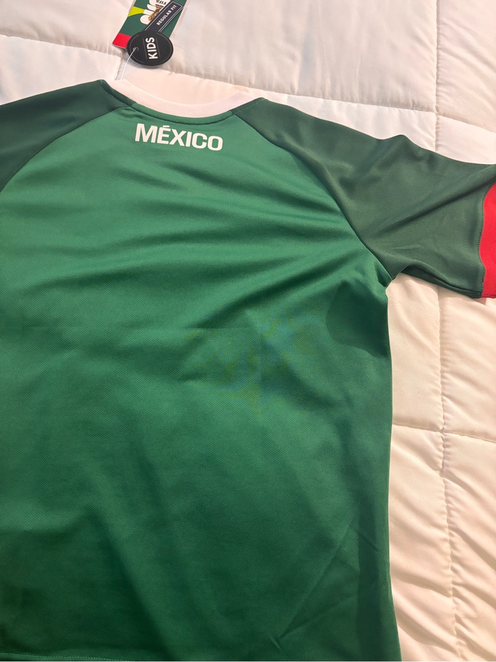 Kids Mexico Green Soccer Jersey with Red Trim - Picture 4 of 4